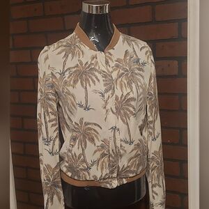 Denim & Supply Ralph Lauren M 100% Tencel Bomber Jacket Palm Tree Resort